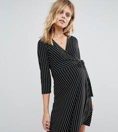 Платье в тонкую полоску с запахом New Look Maternity - Черный