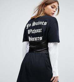 Платье-футболка с корсетом и принтом на спине Reclaimed Vintage - Черный