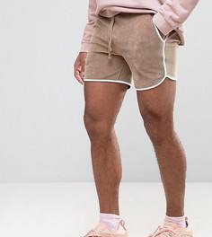 Бежевые велюровые шорты ASOS TALL Runner - Бежевый