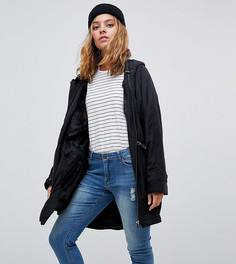 Куртка-дождевик миди с подкладкой из искусственного меха ASOS PETITE - Черный