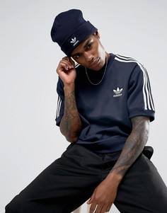 Темно-синяя шапка-бини с логотипом-трилистником adidas Originals BR2614 - Темно-синий