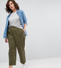 Зауженные чиносы с завышенной талией и поясом ASOS CURVE - Зеленый