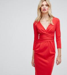 Платье миди со складками и рукавами 3/4 City Goddess tall - Красный