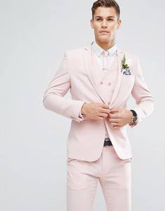 Розовый приталенный пиджак на подкладке с принтом ASOS Wedding - Розовый