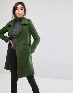 Пальто в стиле милитари с контрастной окантовкой Gianni Feraud - Зеленый