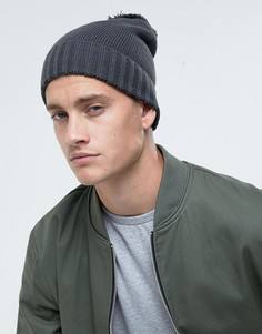 Серая шапка-бини с помпоном ASOS - Серый