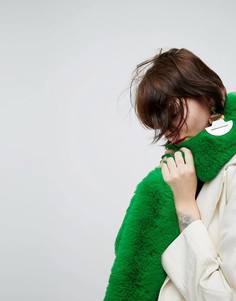 Ярко-зеленый шарф из искусственного меха ASOS - Зеленый