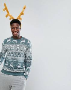 Новогодний свитшот с узором Фэйр-Айл ASOS - Зеленый