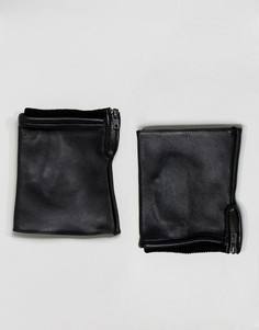 Черные кожаные перчатки без пальцев ASOS - Черный
