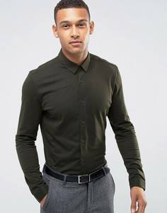 Трикотажная приталенная рубашка Threadbare Premium - Зеленый