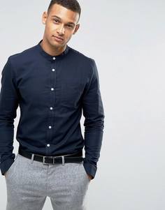 Хлопковая рубашка узкого кроя Threadbare Premium - Темно-синий