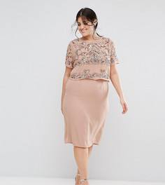 Декорированное двухслойное платье А-силуэта Lovedrobe Luxe - Розовый