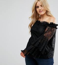 Кружевной топ с открытыми плечами ASOS CURVE - Черный