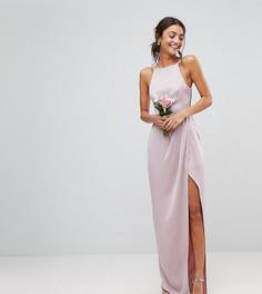 Платье макси с драпировкой и лямками на спине ASOS TALL WEDDING - Розовый