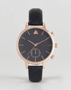 Часы с черным кожаным ремешком ASOS Premium - Черный