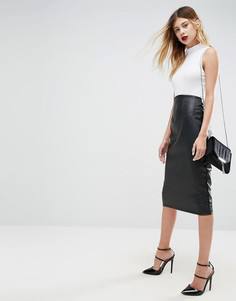Юбка-карандаш из искусственной кожи с завышенной талией ASOS Sculpt Me - Черный