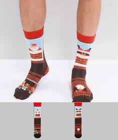 Набор новогодних носков с Санта-Клаусом (2 пары) ASOS - Мульти