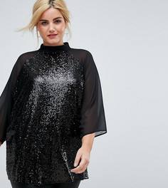 Полупрозрачное платье-кимоно с пайетками ASOS CURVE - Черный