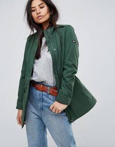 Длинное пальто с добавлением шерсти Tommy Hilfiger Denim - Зеленый