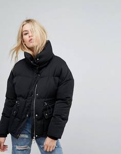 Оверсайз-пальто с высоким воротником Neon Rose - Черный