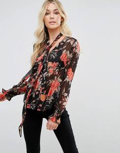 Блузка с цветочным принтом Boohoo - Мульти