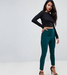 Облегающие брюки с завышенной талией ASOS PETITE - Зеленый