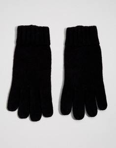 Полушерстяные перчатки с кожаной вставкой на ладонях Dents - Черный