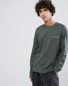 Свитшот с круглым вырезом и карманом на молнии Clean Cut Copenhagen - Зеленый