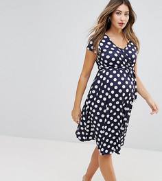 Платье миди в горошек с запахом и поясом Bluebelle Maternity - Мульти