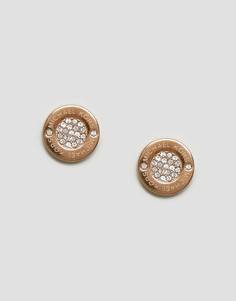 Золотисто-розовые серьги-гвоздики с кольцом Michael Kors - Золотой