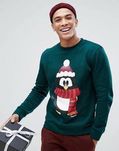 Новогодний свитшот Jack & Jones Originals - Зеленый