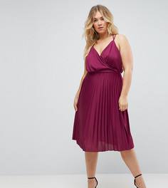 Плиссированное платье миди с запахом ASOS CURVE - Фиолетовый