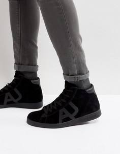 Черные замшевые высокие кроссовки с логотипом Armani Jeans - Черный