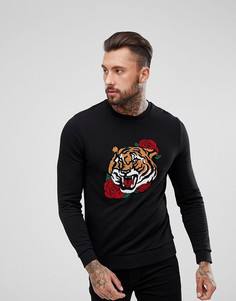 Свитшот с аппликацией тигра ASOS - Черный