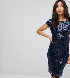 Платье мини с пайетками и короткими рукавами TFNC - Темно-синий