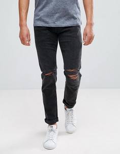 Узкие джинсы с рваными коленями Jack & Jones Intelligence - Черный