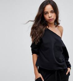 Свитшот с открытыми плечами и необработанными краями ASOS PETITE LOUNGE - Черный