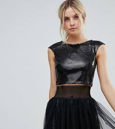 Кроп-топ с пайетками Little Mistress Petite - Черный