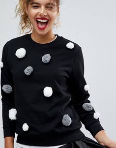 Свитшот с помпонами ASOS CHRISTMAS - Черный