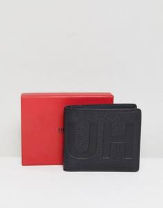 Черный кожаный бумажник с отделением для монет и логотипом HUGO by Hugo Boss - Черный