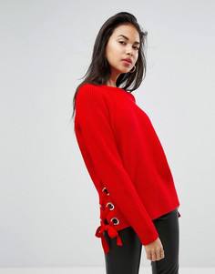 Джемпер с круглым вырезом и люверсами Morgan - Красный