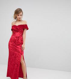 Бархатное платье макси с разрезом True Violet - Красный