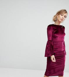 Бархатное платье миди с открытой спиной True Violet - Красный
