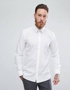 Белая приталенная рубашка из поплина HUGO - Белый