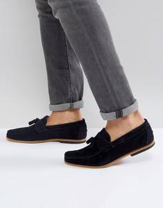 Темно-синие замшевые лоферы с кисточками River Island - Темно-синий