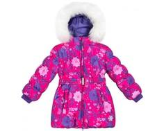 Куртка для девочки Barkito, фуксия с рисунком «цветы»