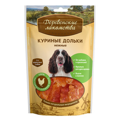 Лакомство Деревенские лакомства 100% Куриные дольки нежные 100г Традиционные для собак 79711205