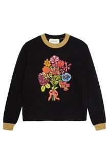 Шерстяной джемпер с цветами Gucci