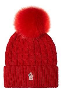 Шапка с косами красная Moncler
