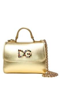 Кожаная сумка со стразами Dolce&Gabbana Children